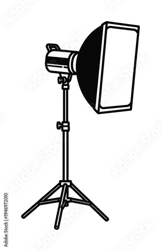 Vector of a studio light with a softbox attached to a tripod stand