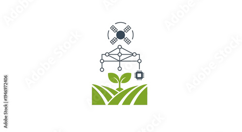 Drone flying over green plant field.