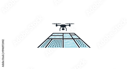 Drone flying over solar panels.
