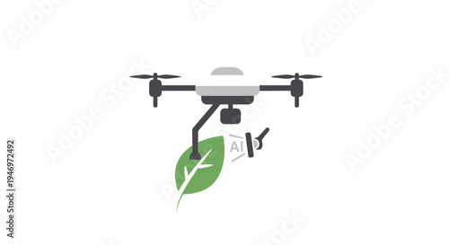 Drone Holding Green Leaf Propeller.