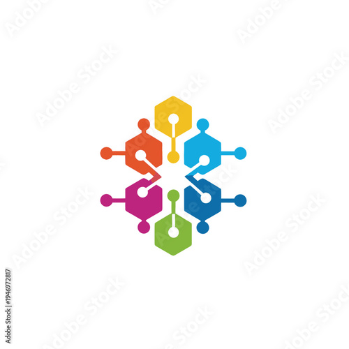 colorful people connect teamwork partnership.