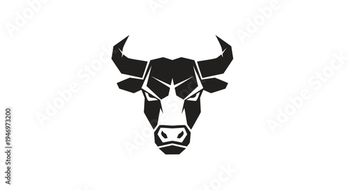 Black and White Cow Head Illustration.