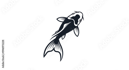 Black and White Koi Fish Illustration.