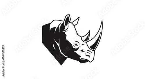 Black and white rhino head portrait.