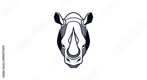 Black and white rhino head portrait.