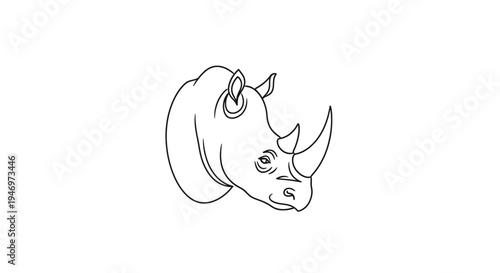 Black and white rhinoceros head drawing.