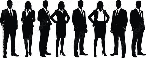 Professional Diverse Business Team Silhouette Group of Corporate People in Suits Standing Together for Career Recruitment Leadership Success and Global Company Partnership Growth