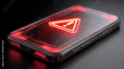 Smartphone Displaying Red Warning Exclamation Mark Symbol.