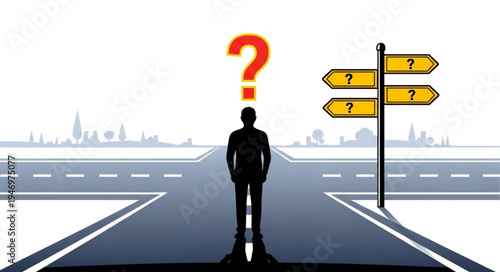 Man standing on road junction.