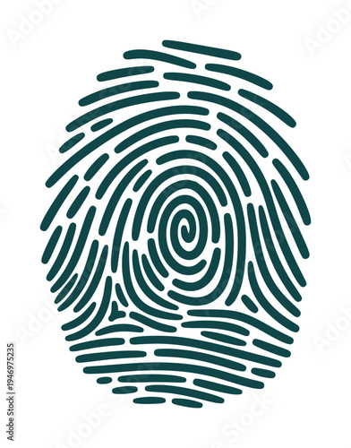 Vector of a green fingerprint with intricate swirling patterns