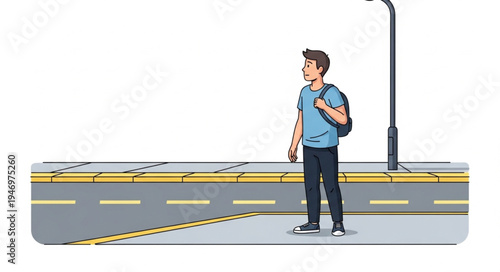 Man standing on roadside waiting.