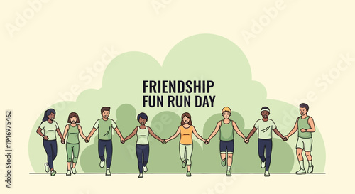 Friendship Fun Run Depicting Joyful Bonds and Energetic Running for Celebrating Community