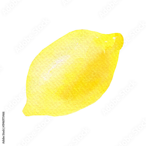 Hand painted watercolor whole lemon isolated on transparent background. Fresh citrus fruit illustration perfect for kitchen designs, food graphics, packaging, menus and summer themed projects.