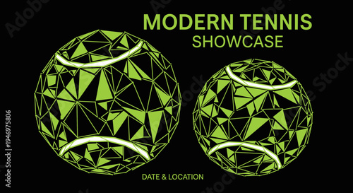 Geometric Tennis Balls Design, Showcase Advertisement, Event Promotion Announcement Graphic