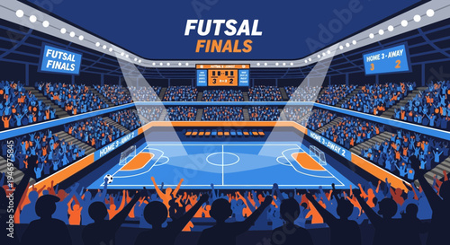 Futsol Championship Final In A Vibrant, High-Energy Stadium With Cheering Fans
