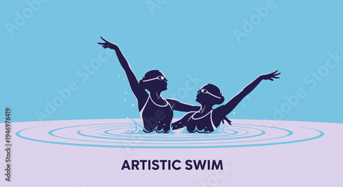Graceful Artistic Swimmers Performing A Synchronized Routine In The Water