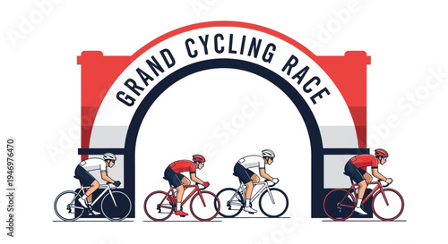 Grand Cycling Race Graphic Illustrating Athletes Competing In Dynamic Sports Competition