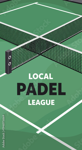 Graphic Illustration Depicting Local Padel League With Court, Net, and Modern Aesthetic