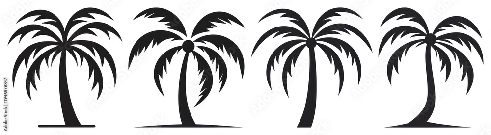 Fototapeta premium PNG Silhouettes of palm trees vector, transparent background