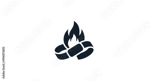 Black flame icon on coals burning.