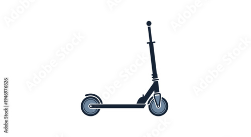 Black foldable scooter with wheels.