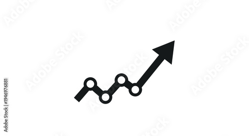 Black line graph with rising arrow.