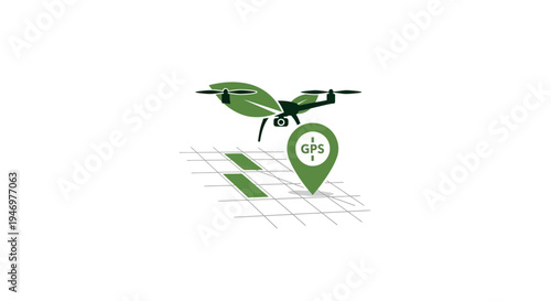 Drone with green location pin icon.