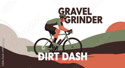 Gravel Grinder Cycling Illustration Depicting Adventure and Outdoor Dirt Trail Exploration