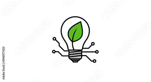 Eco friendly light bulb with leaf.