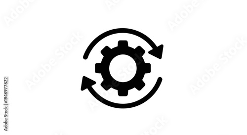 Gear with rotating arrows symbol.