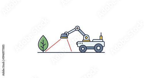 Excavator grabbing a green leaf.