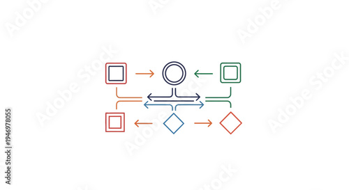 Flowchart diagram with arrows and shapes.