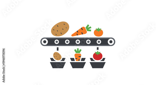 Food production line factory processing vegetables.
