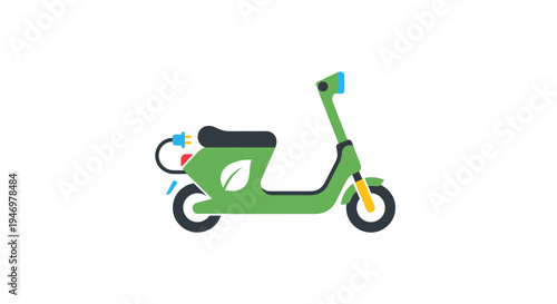Green Electric Scooter Vehicle Transportation.