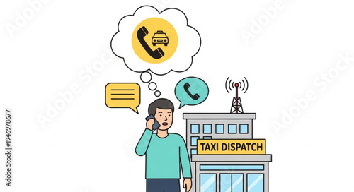 Man Talking on Phone Taxi.