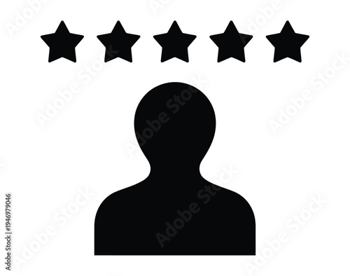 Customer Review Five Star Rating with User Icon Satisfaction Feedback Concept