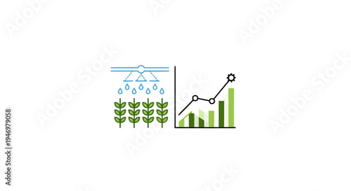 Green Bar Chart and Plants Icon.