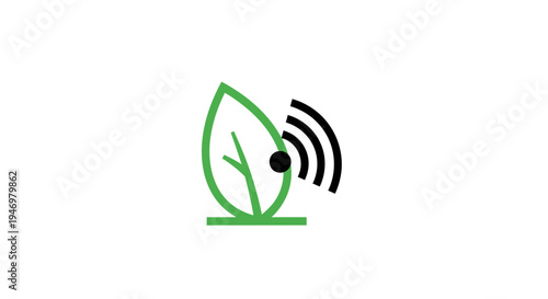 Green leaf with signal icon symbol.