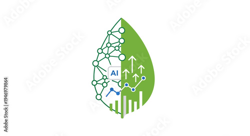 Green leaf with molecular structure.