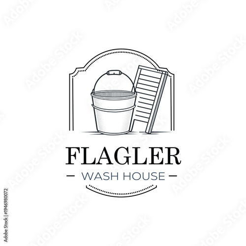 Vintage Flagler Wash House emblem for premium laundry and cleaning service.