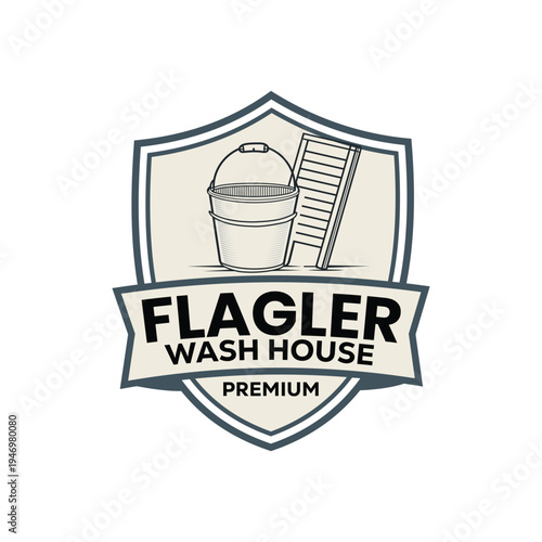 Vintage Flagler Wash House emblem for premium laundry and cleaning service.
