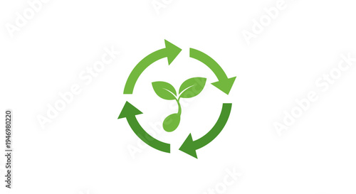 Green plant growing in circular arrows.