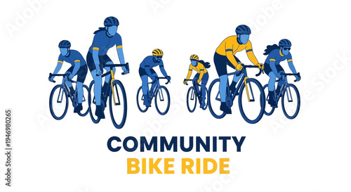 Group Cycling Event Depicting Community Bike Ride for Physical Activity and Togetherness