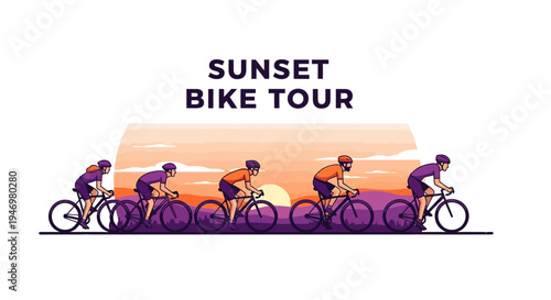 Group Bicycle Ride During Golden Hour Adventure Cycling Activity