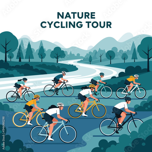 Group Cycling Expedition Through Scenic Landscapes: Outdoor Adventure and Recreational Pursuit