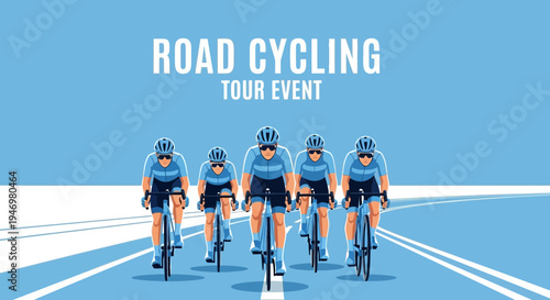 Group Of Cyclists Racing During A Road Cycling Tour Event On The Road