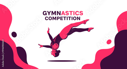 Gymnastics Competition Featuring Dynamic Athlete with Striking Color and Artistic Design