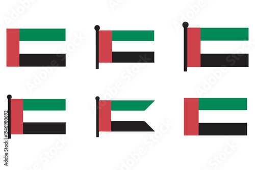 United Arab Emirates Flag UAE National Symbol Vector Icon Set
