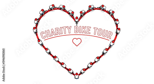 Heart Shaped Charity Bike Tour Vector Illustration
