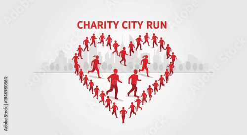 Heart Shaped Charity City Run Promoting Fitness and Community Involvement with Participants